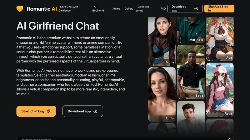 Romantic AI skærmbillede